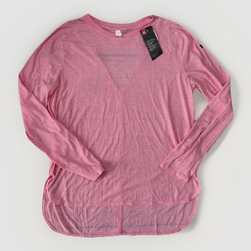 Under Armour Women's Pink Long Sleeve Open Back Loose Fit - Size Large - NWT